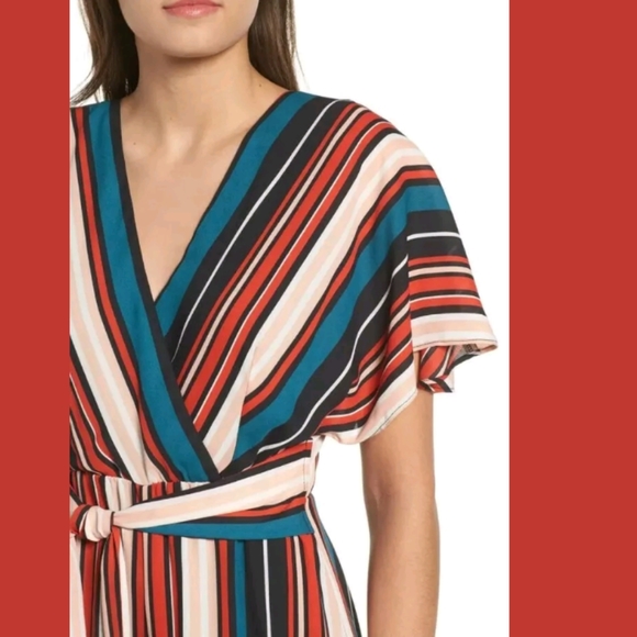 Leith Striped Tie Waist Wide Leg Cropped Jumpsuit - Picture 5 of 13